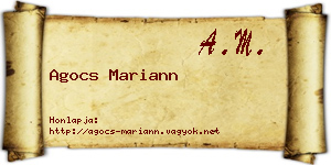 Agocs Mariann névjegykártya