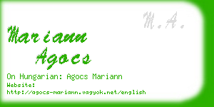 mariann agocs business card